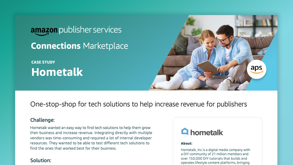 Cover preview of the Hometalk case study, headlined 'One-stop shop for tech solutions to help increase revenue for publishers.'