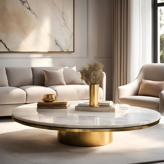 Marble and brass coffee table