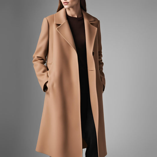 Merino wool coat in classic camel