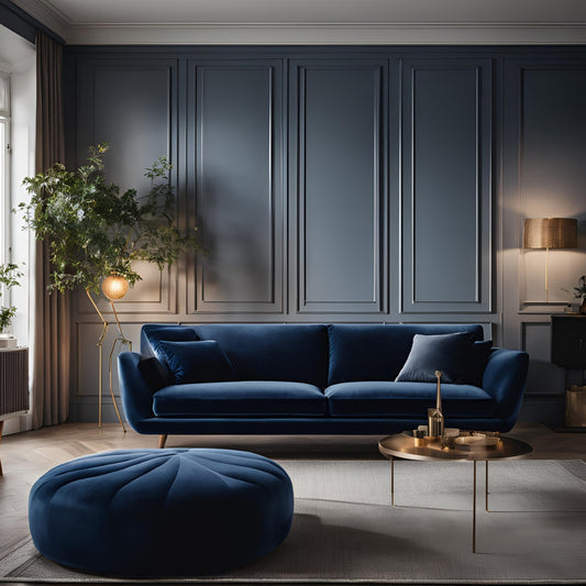 Scandinavian velvet sofa - 3 Seater in deep blue