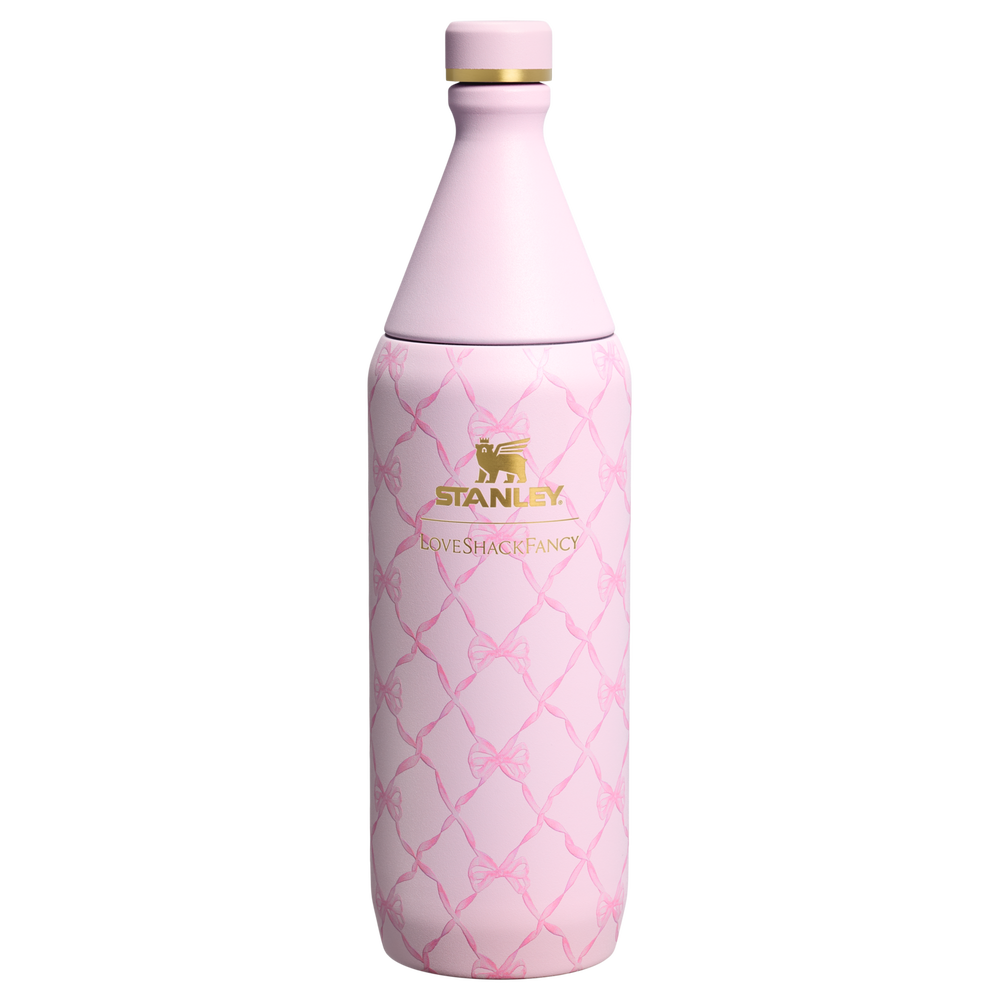 Stanley 1913 Stanley 1913 x LoveShackFancy Holiday All Day Slim Bottle 34 OZ 1 L in Baby Bow Pink Peppermint | View 1