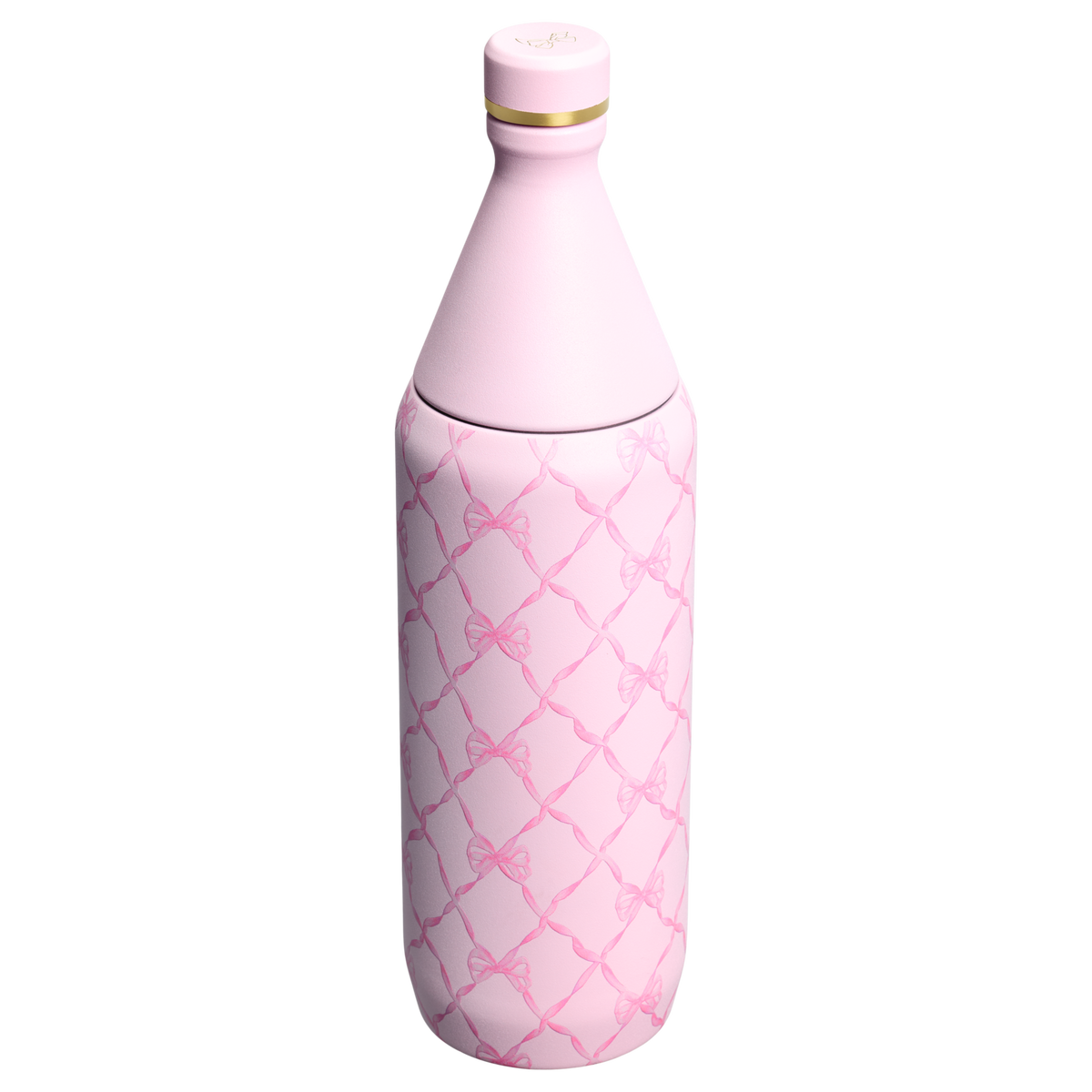 Stanley 1913 Stanley 1913 x LoveShackFancy Holiday All Day Slim Bottle 34 OZ 1 L in Baby Bow Pink Peppermint | View 2