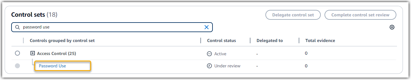 Screenshot, der die API-Steuerung in einer Bewertung zeigt.