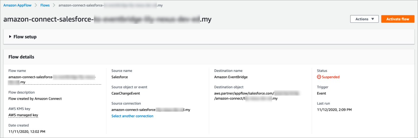 Der Ablauf in der AppFlow Amazon-Konsole.