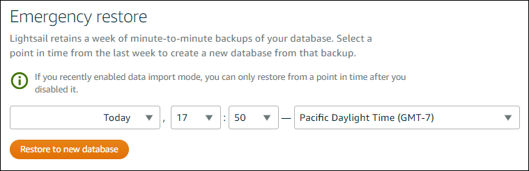 Eine Datenbank aus einem Backup erstellen point-in-time