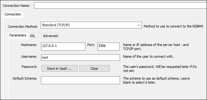 MySQL Workbench-Verbindungskonfiguration