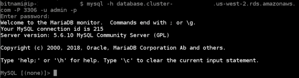 Antwort bei erfolgreicher MySQL-Verbindung.