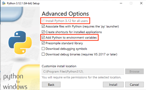 erweiterte Python-Optionen