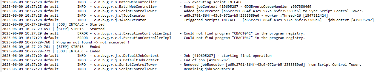 Ejemplo de error de ejecución de un script