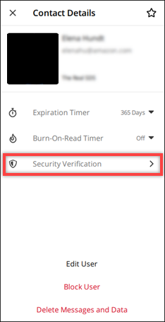 La opción de verificación de seguridad.