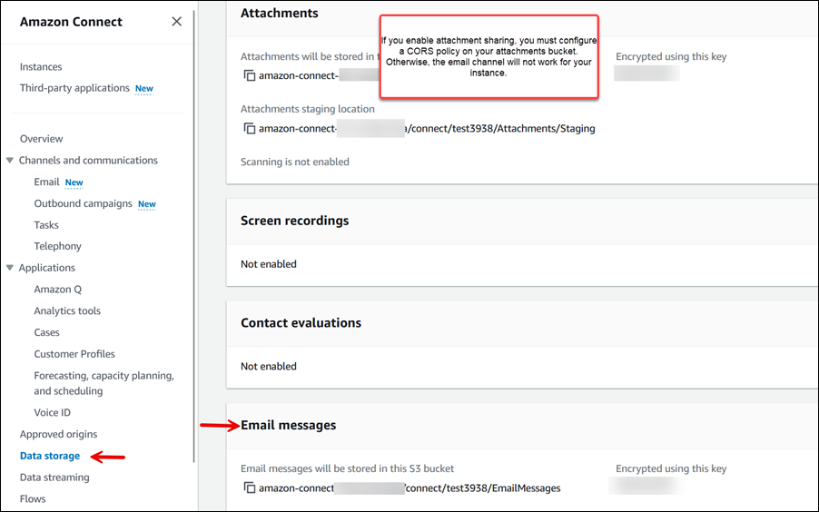 Compartiment Amazon S3 dans lequel stocker les e-mails et les pièces jointes.