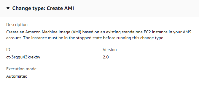 Modification entrez les détails relatifs à la création d'une Amazon Machine Image (AMI) à partir d'une instance EC2.