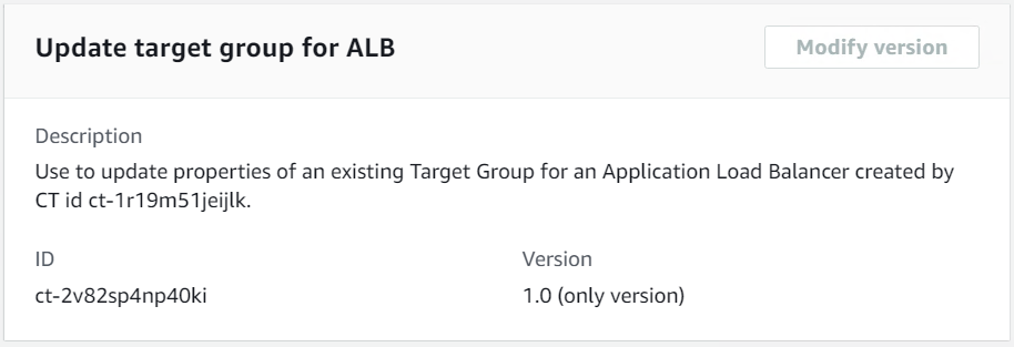 Formulaire pour mettre à jour les propriétés d'un groupe cible existant pour un Application Load Balancer.