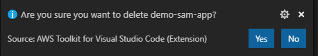 Message de confirmation de suppression.