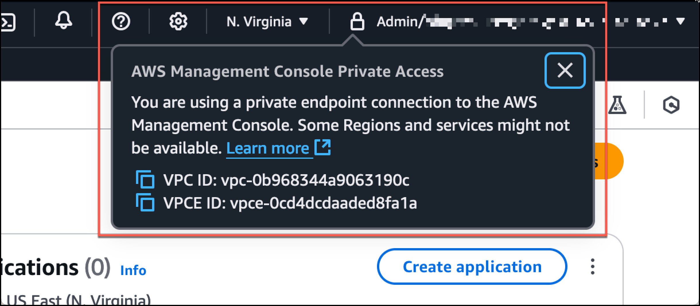 Konsol Amazon S3 menampilkan ikon kunci dan informasi Akses Konsol Manajemen AWS Pribadi.
