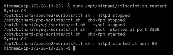 Memulai ulang layanan server pada instance. WordPress