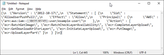 Contoh file JSON pernyataan kebijakan