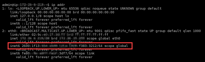 IPv6 dikonfigurasi pada instance.
