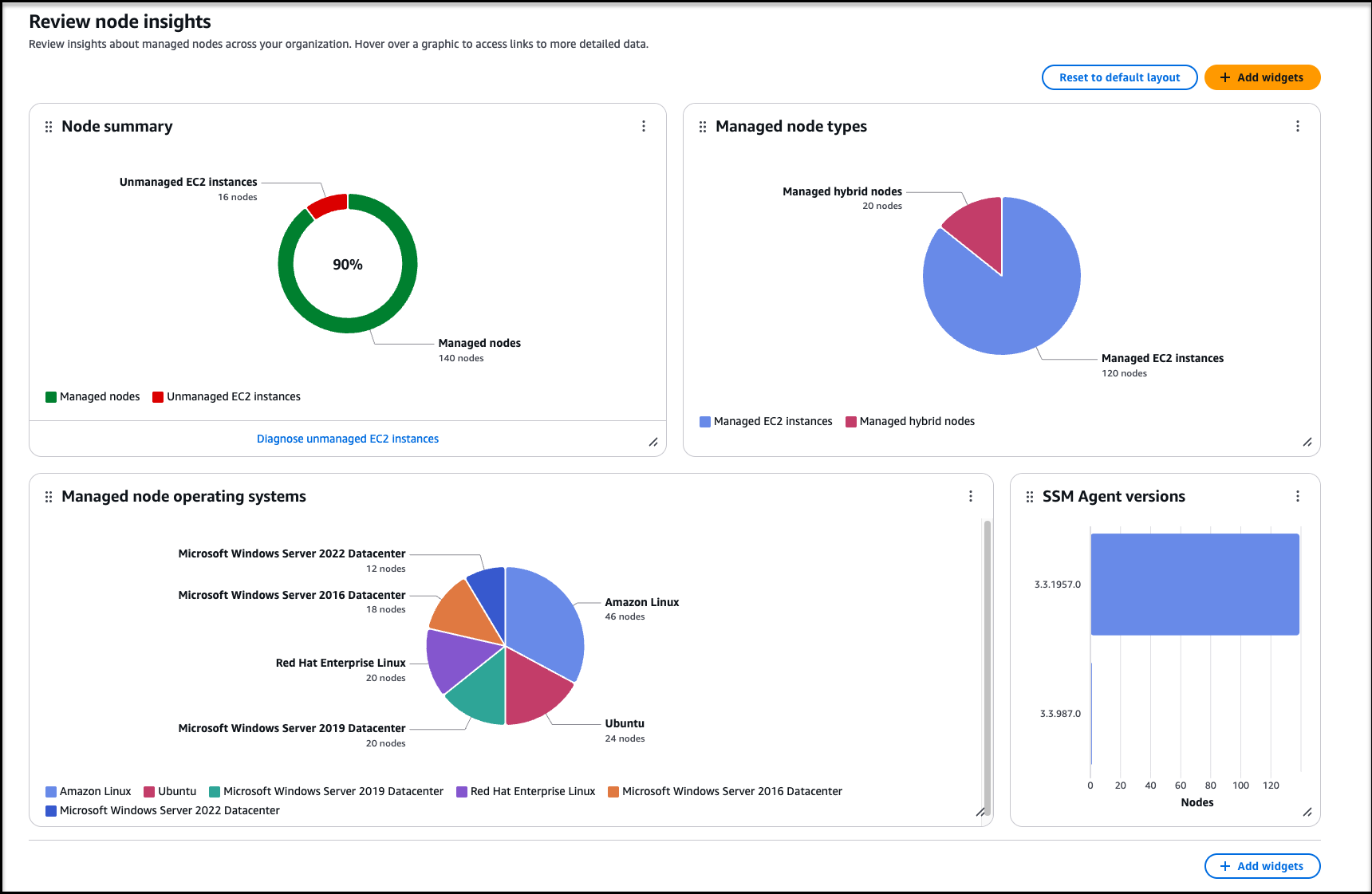 Data node ditampilkan pada halaman wawasan node Systems Manager Review