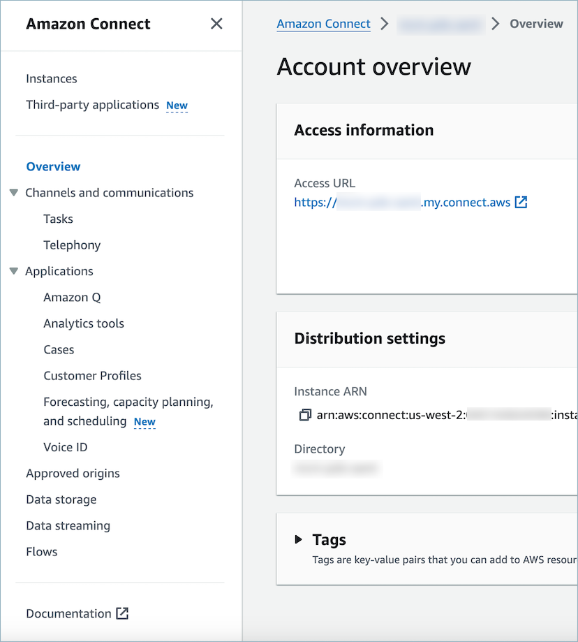 Il pannello di navigazione Connect Customer sul lato sinistro, l'opzione flussi.