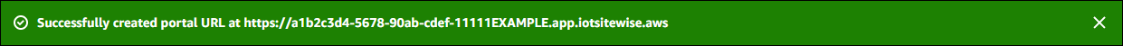 Esempio di messaggio di creazione completata del portale.