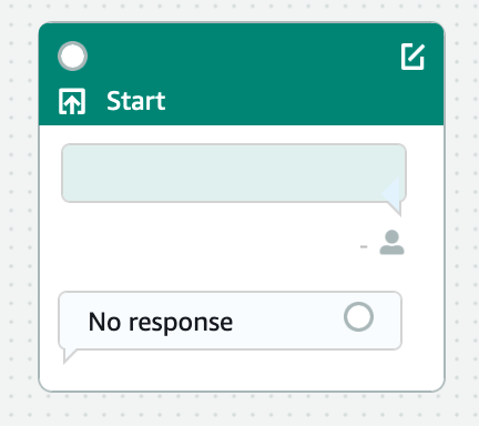 Un blocco iniziale in Visual Conversation Builder