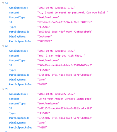 Firefox で開いた JSON ファイルのトランスクリプト。