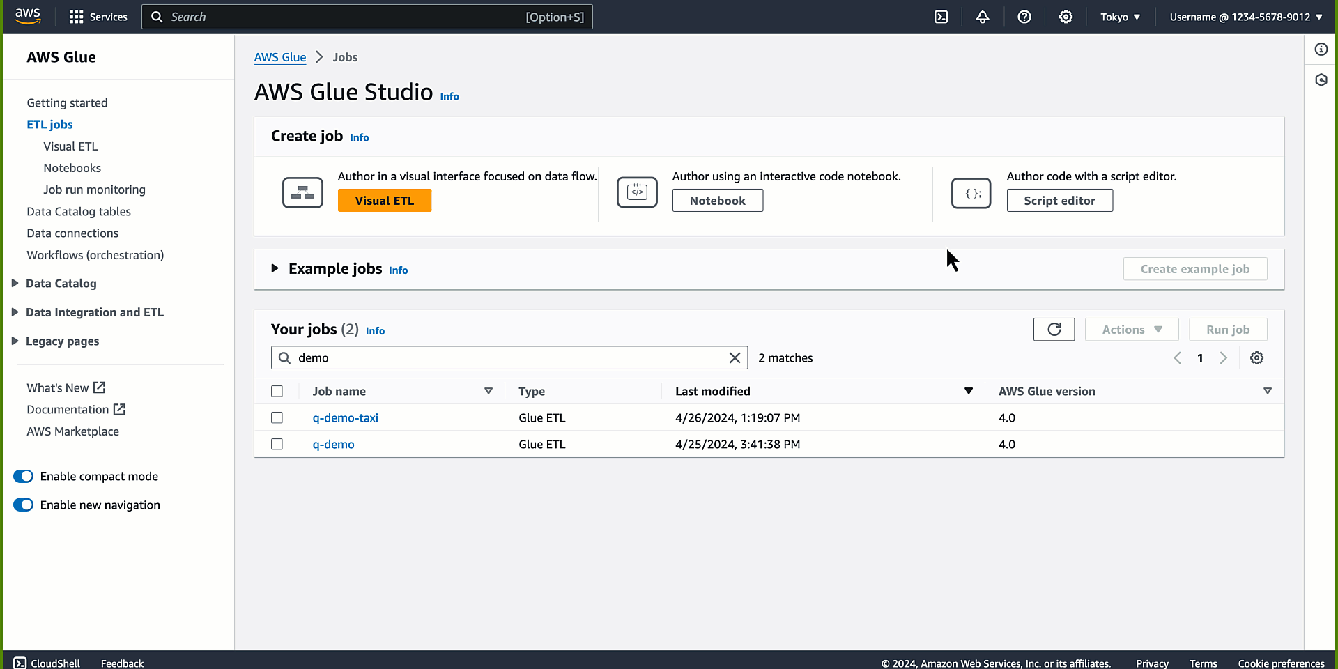 AWS Glue の Amazon Q データ統合の使用例。