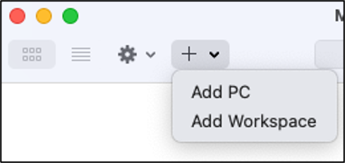 Microsoft Remote Desktop アプリケーションの PC の追加オプション。