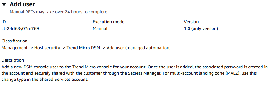 ID、実行モード、分類の詳細を含む Trend Micro DSM コンソールのユーザーインターフェイスを追加します。