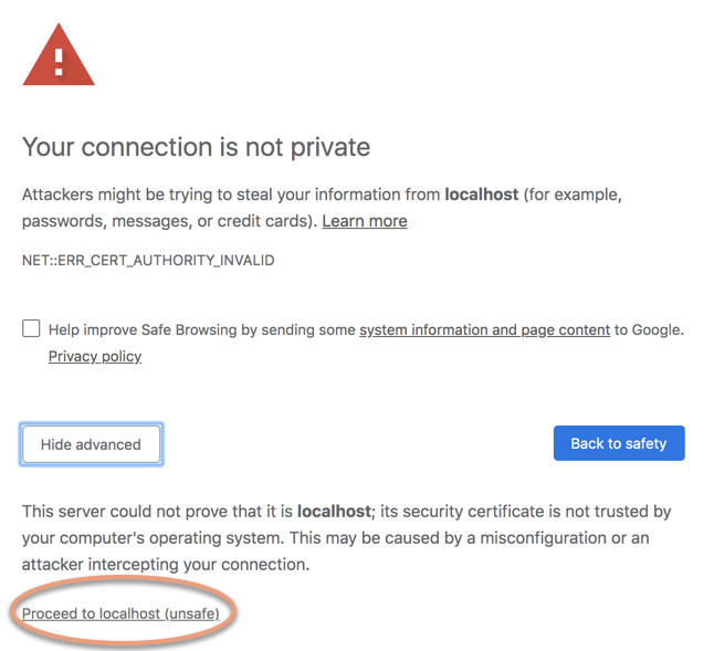 SSL 경고 확인