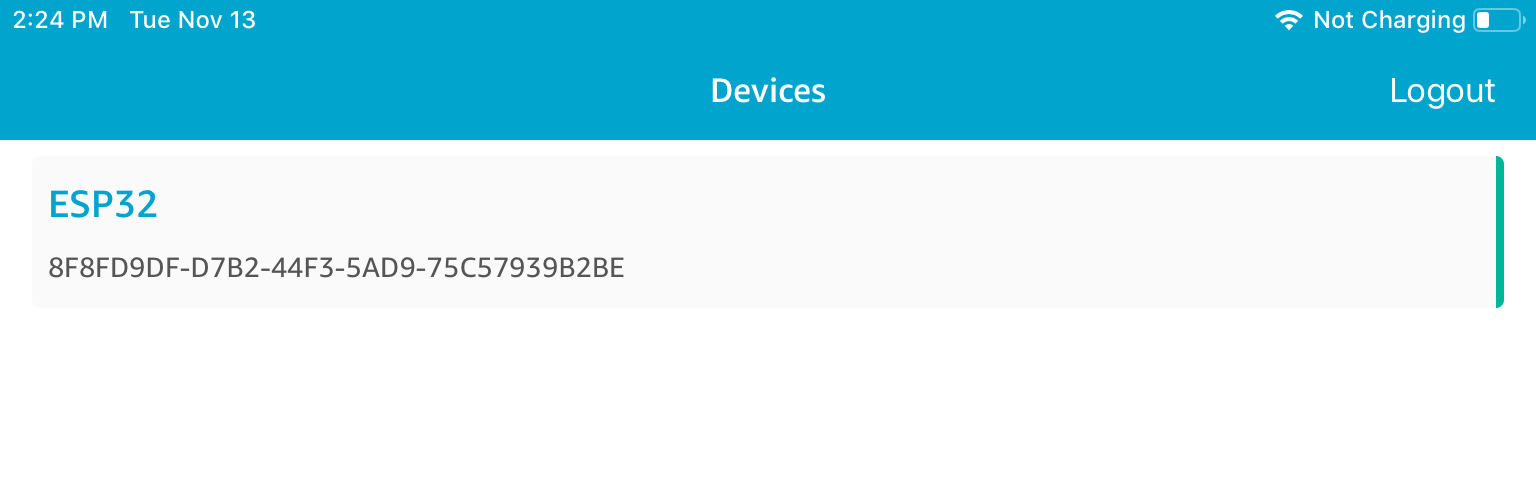 ESP32 디바이스 ID가 표시됩니다.