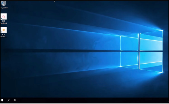 Microsoft 원격 데스크톱 애플리케이션에서 Lightsail Windows 인스턴스의 데스크톱 배경입니다.