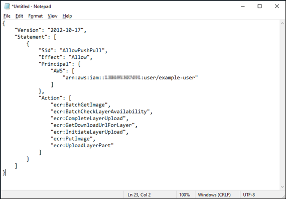 편집된 정책 문 JSON 파일 예제