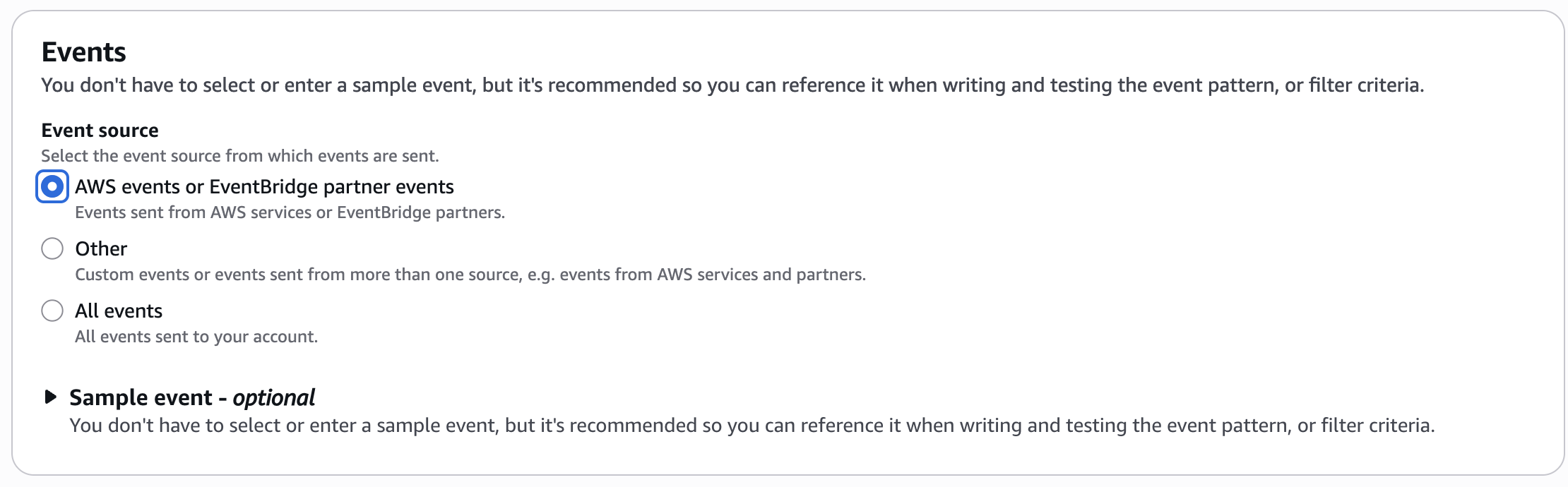 O menu suspenso Origem do evento mostrando aws.connect selecionado.