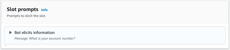 Configure os prompts do slot para que seu bot obtenha informações.