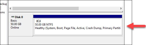 Espaço em disco alocado no Gerenciamento de Disco do Windows