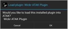 A opção Wickr Plugin no aplicativo ATAK.