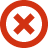 Red circle with white X icon indicating error, cancel, or close action.