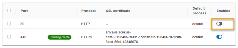 Application Load Balancer 配置示例 – 禁用默认侦听器