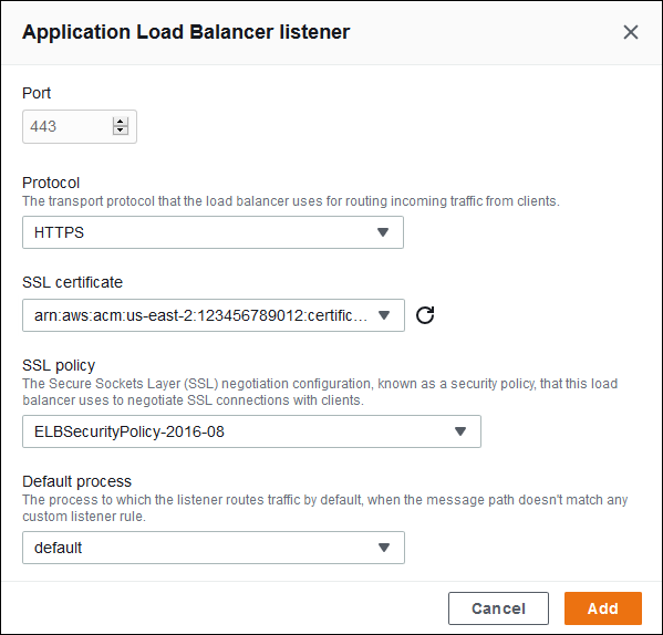 Application Load Balancer 配置 – 添加安全侦听器