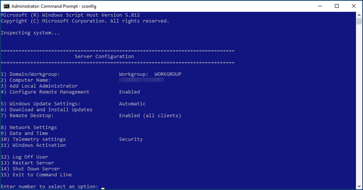 Windows Server 2016 中的服务器配置