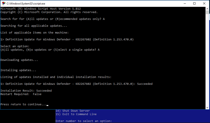 已成功下载并更新 Windows Server 2016 安全补丁