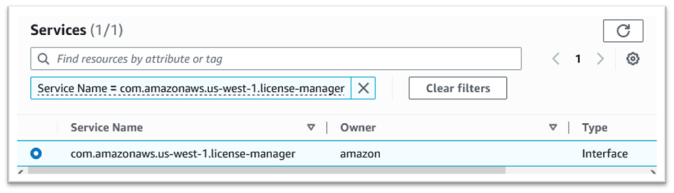 服务（已选择 License Manager 接口服务）。