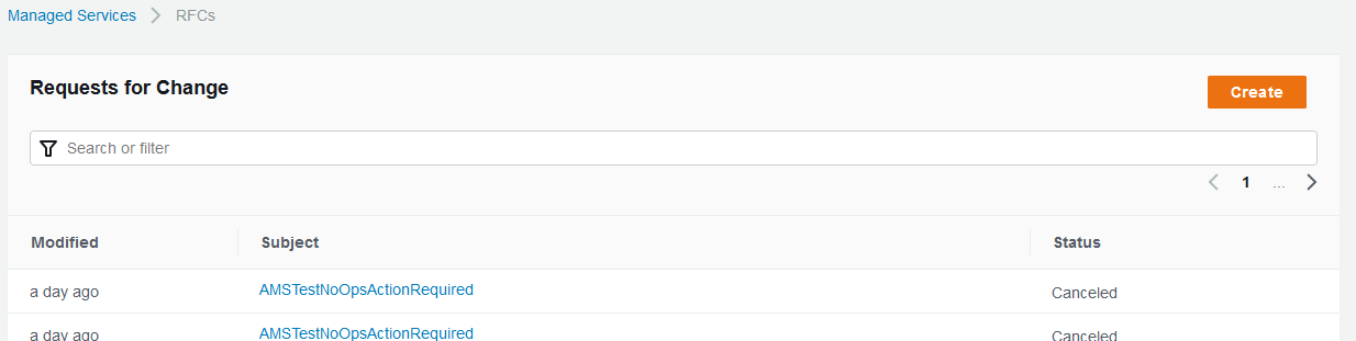RFC 列表页面。