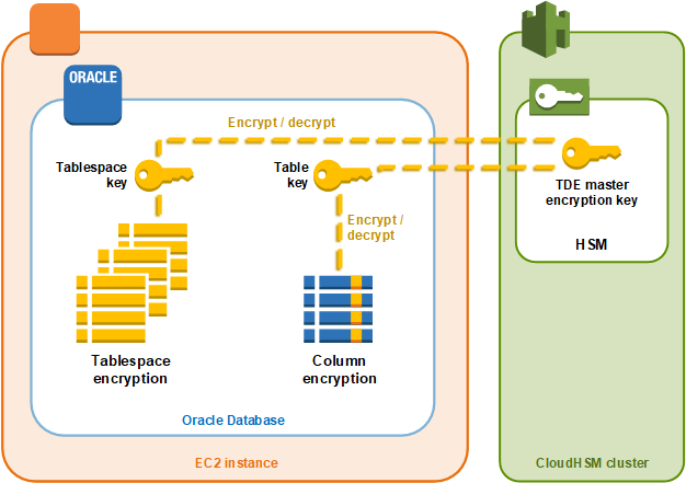在 AWS CloudHSM中存放 Oracle TDE 主加密金鑰。