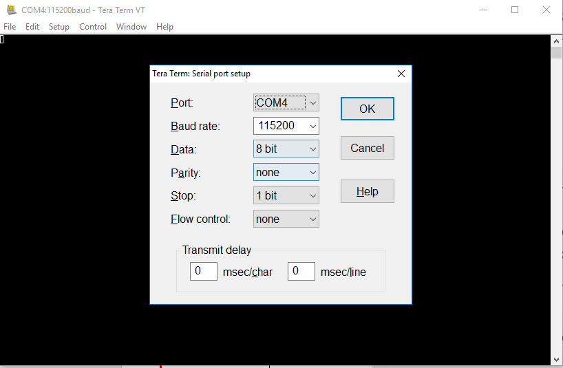 Tera Term 序列連接埠設定視窗