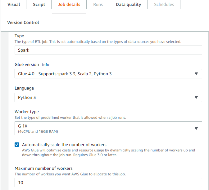 在 AWS Glue Studio 中啟用和設定 Auto Scaling