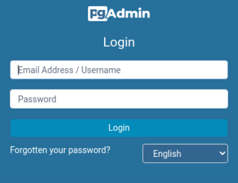 pgAdmin 登入對話方塊。