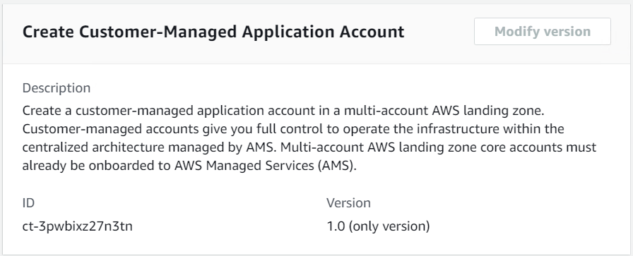 描述 在 中建立客戶受管應用程式帳戶的詳細資訊 AWS。